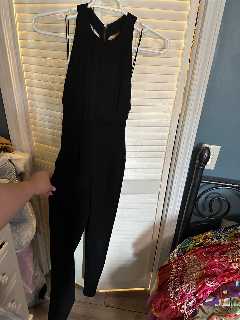 Alice + Olivia Black Sleeveless Pleated-Bodice Jumpsuit